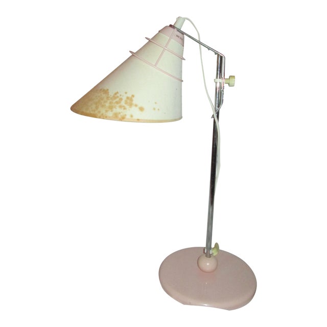 Aneta Vintage Adjustable Pink and White Table Lamp From Sweden For Sale