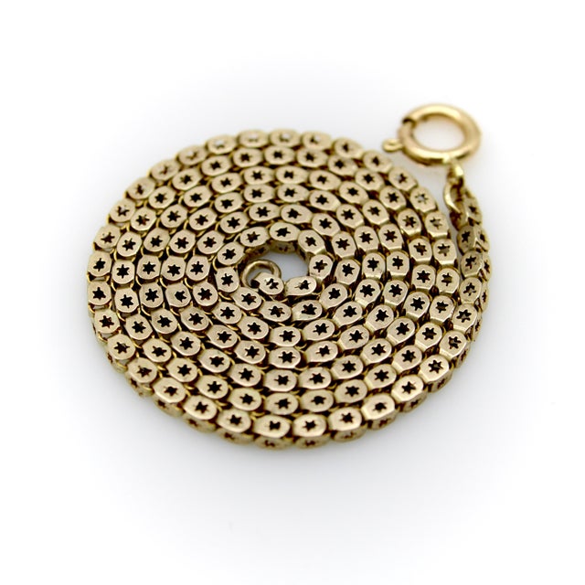 Mid 19th Century 10k Gold Early Victorian Star Link Chain 16.5” For Sale - Image 4 of 9
