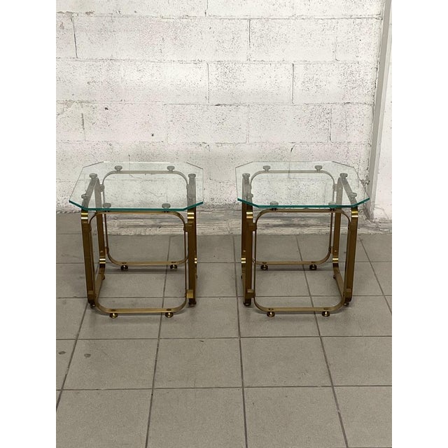 Tables in Brass and Glass, 1970s, Set of 2 For Sale - Image 16 of 18