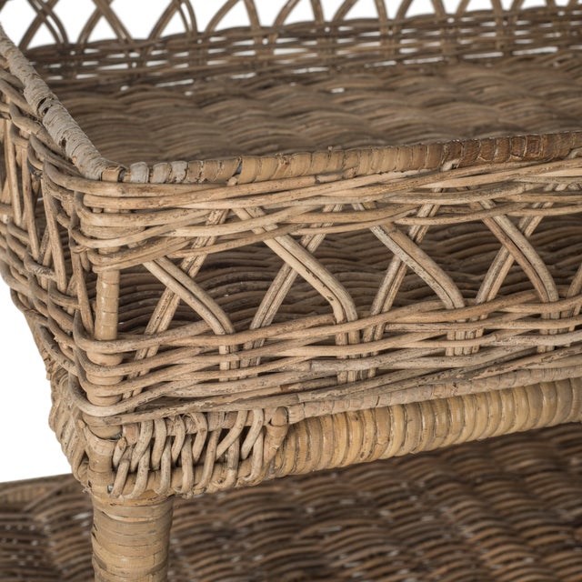 Wicker 3 Tier Accent Table in Natural For Sale - Image 4 of 5
