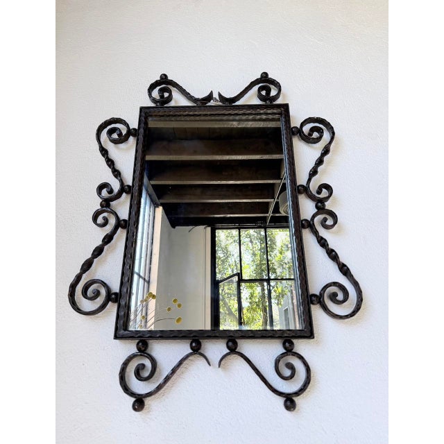 Brutalist Wrought Iron Mirror, 1940s For Sale - Image 11 of 18