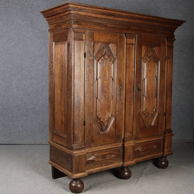 Antique Baroque Cabinet with Bastion Panels, 1730 For Sale - Image 13 of 18