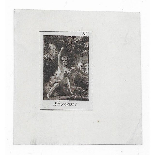 Antique miniature engraving of the child St. John in the Wilderness fter a painting by Sir Joshua Reynolds Sheet size: 2.5...