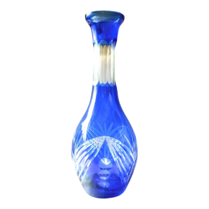 1950s Blue Cut to Clear Glass Bottle or Decanter # 20453