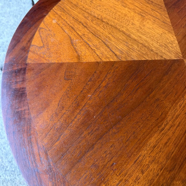 Brown Pair of Lane Rhythm Round Walnut Side Tables Mid-Century Modern For Sale - Image 8 of 12
