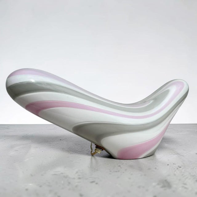 Vetri-Murano Glass Art Crescent Shaped Table Lamp For Sale In Miami - Image 6 of 10
