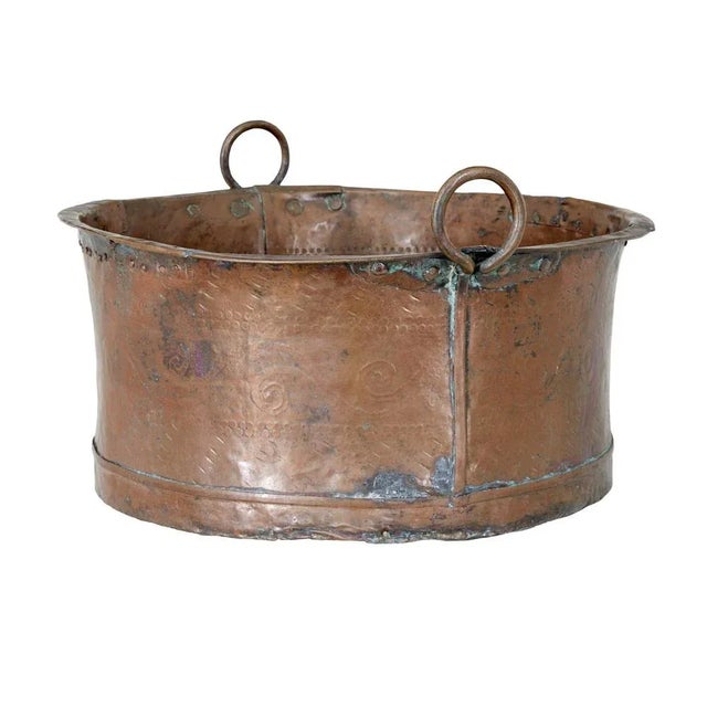 Antique Embossed Cooking Pot in Brass and Copper For Sale - Image 9 of 9