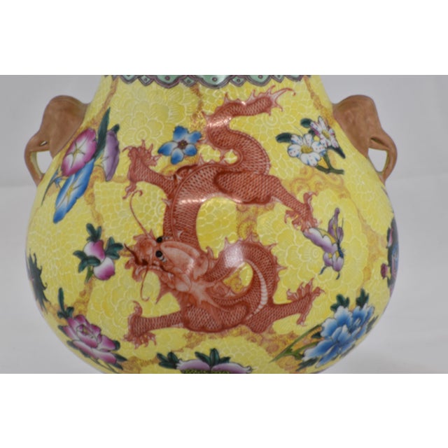 Porcelain Glazed Vase With Five Clawed Dragons For Sale - Image 9 of 12
