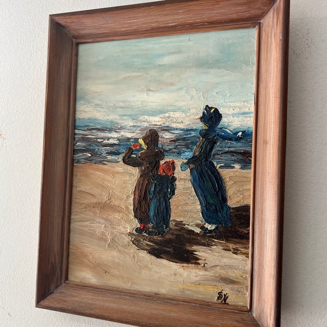 Impressionist 20th Century Oil on Board Framed Signed Impressionist Style Depicting Family at Seashore For Sale - Image 3 of 10