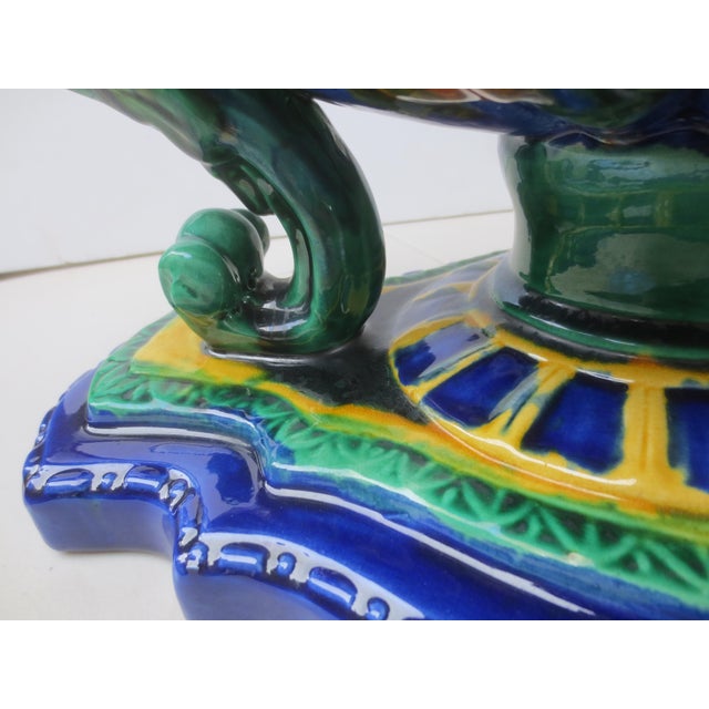 Orange Majolica CenterBowl Barbotine Vintage 20s-30s. For Sale - Image 8 of 12