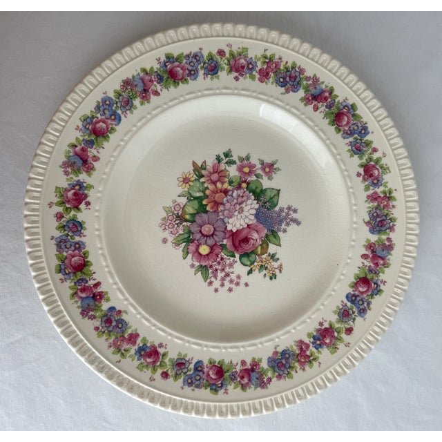 Rare Antique Crescent Ivory England Dinner Plates, Set of 12. Hand painted numbers and stamps on back of each plate....