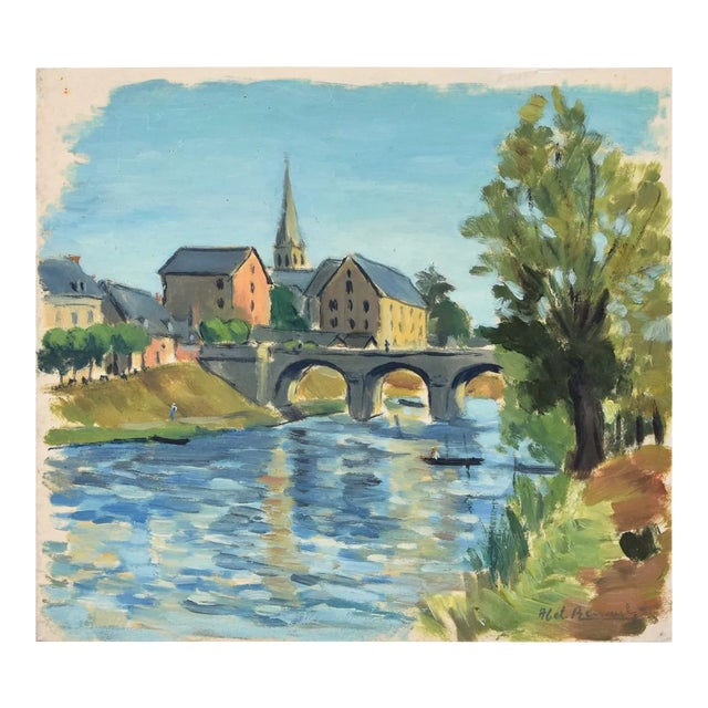 Albert Fernand-Renault, French Landscape, Tempera on Paper, Early 20th Century For Sale