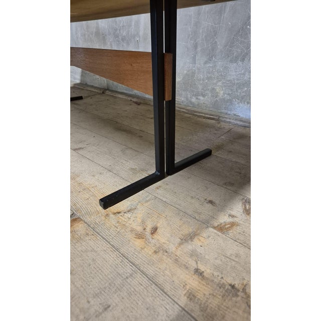 1960s Vintage Rectangular Coffee Table with Wooden Top and Black Metal Base, 1960s For Sale - Image 5 of 11