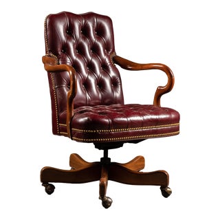 Vintage Tufted Leather Office Chair by Hancock & Moore For Sale
