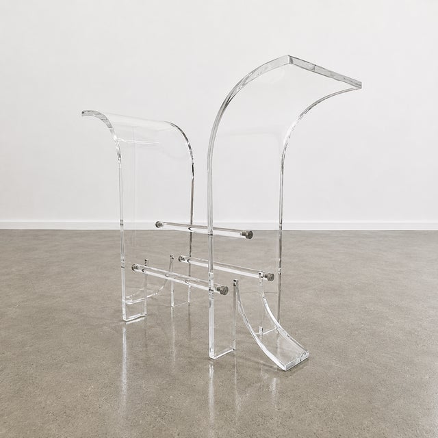 Vintage lucite wing panel console table base. This piece is made of thick lucite panels, with eye catching curves - giving...