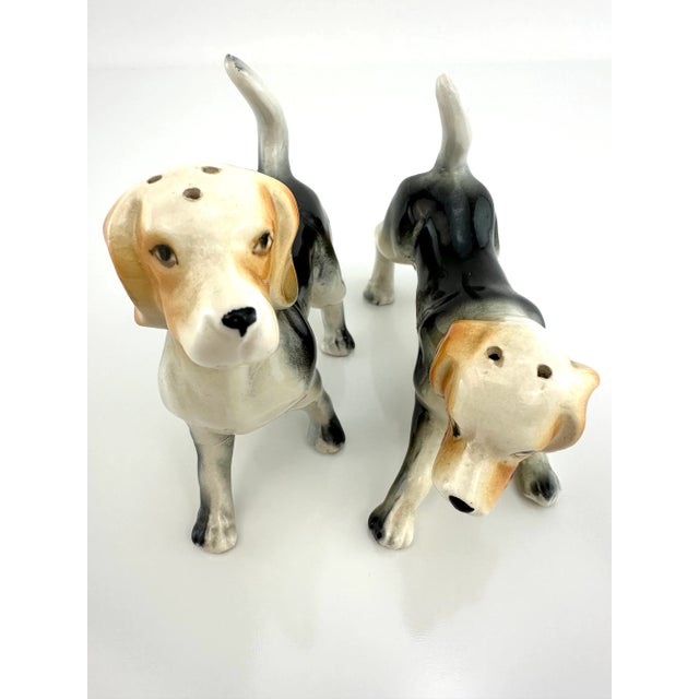 Rustic European Vintage Hand Painted Beagle Dog Salt and Pepper Shakers, a Pair For Sale - Image 3 of 11