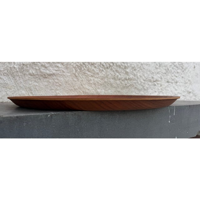 Nils Trautner for Nybro Ary Nybro Sweden Bentwood Round Teak Tray 18" Scandinavian Modern For Sale - Image 4 of 4