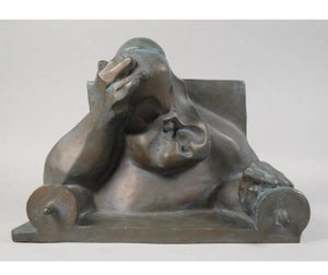 Ted Egri, Ted Egri Taos Modernist Judaica Cubist Bronze Sculpture Rabbi & Torah WPA Artist