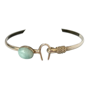 Late 20th Century Sterling and Larimar Hook Bangle