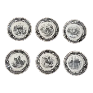 Sarreguemines France "La Vie Militaire" Set of 12 Military Ceramic French Plates