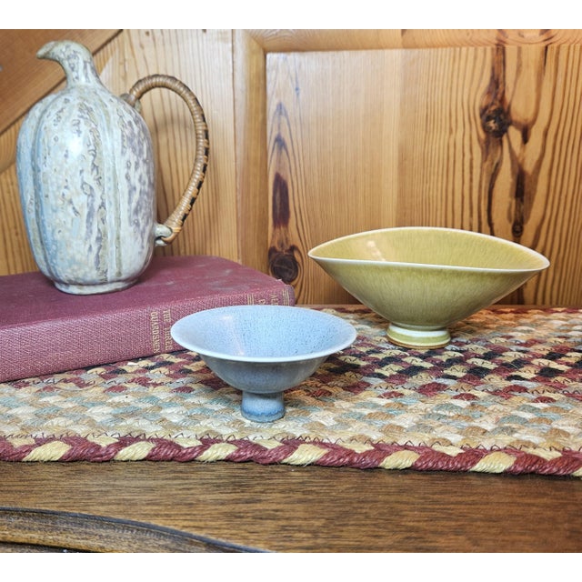 This beautiful Gunnar Nylund blue-glazed ceramic bowl from Rörstrand, Sweden from the 1950s. The bottom states Sweden and...