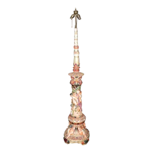 Rare Italian Capodimonte Porcelain Tall Floor Lamp With Cherubs and Figures
