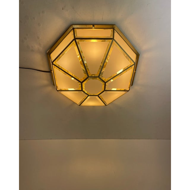Hollywood Regency Brass Ceiling Lamp from Deknudt, Belgium, 1980s For Sale - Image 4 of 18