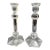 Mid 20th Century Val St Lambert Crystal Candlesticks Pair, Belgian Art Deco Faceted Glass For Sale