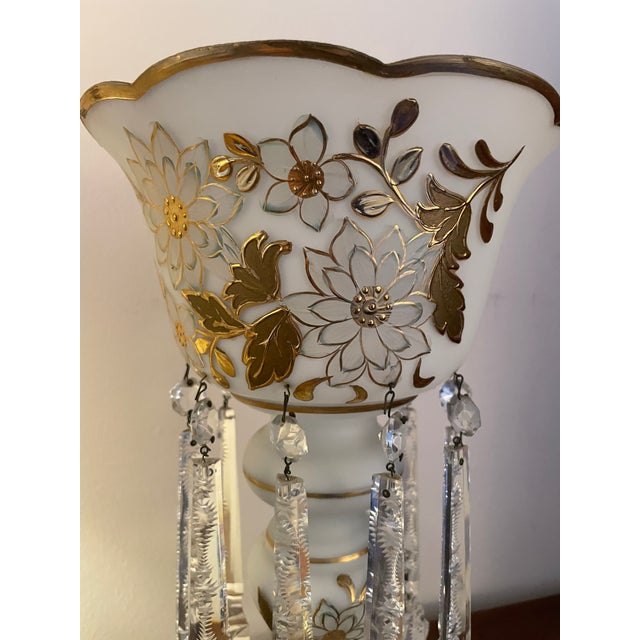 Vintage Mantle Lustres With Crystal Prisms - a Pair For Sale In Philadelphia - Image 6 of 12
