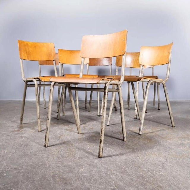 French Metal Framed Stacking University Dining Chairs, 1960s, Set of 8 For Sale - Image 6 of 9