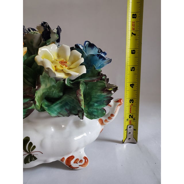 Capodimonte Style Mid- Century Floral Basket Centerpiece For Sale - Image 9 of 13