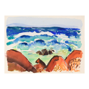20th Century California Modernist Seascape in Watercolor on Paper by Lucile Marie Johnston