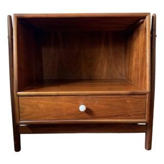 1960s Mid Century Modern Walnut Kipp Stewart for Drexel Declaration Nightstand For Sale