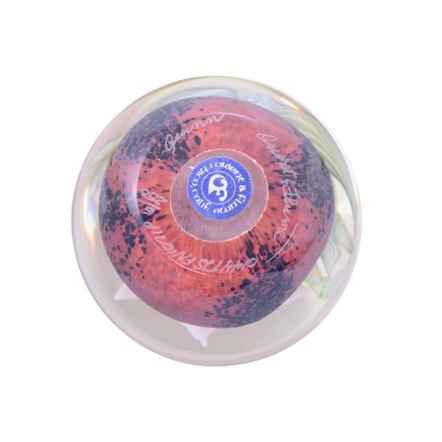 1970s Vintage Hand Blown Pink Orchid Paperweight For Sale - Image 5 of 5