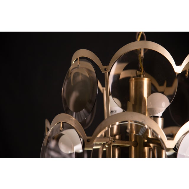 Vistosi Smoked Glass Discs Chandelier, 1960s For Sale - Image 11 of 13