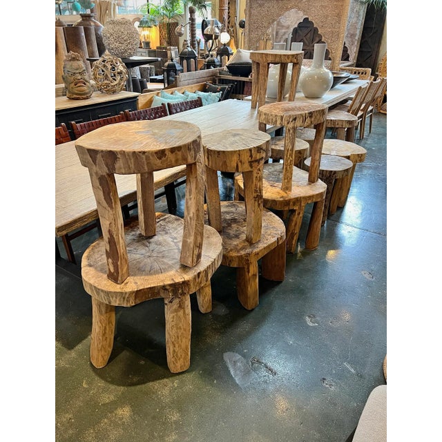 Wood Contemporary Rustic Naga Three Leg Wood Table For Sale - Image 7 of 8