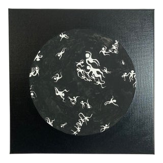 Original Spirit Design Black and White Moon Painting For Sale