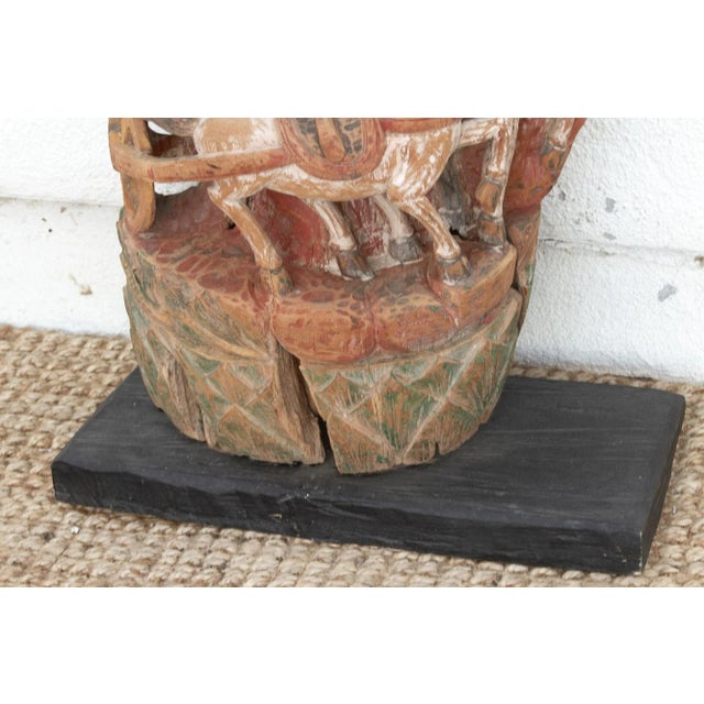 Red Divine Procession, Antique Thai Architectural Carving For Sale - Image 8 of 9