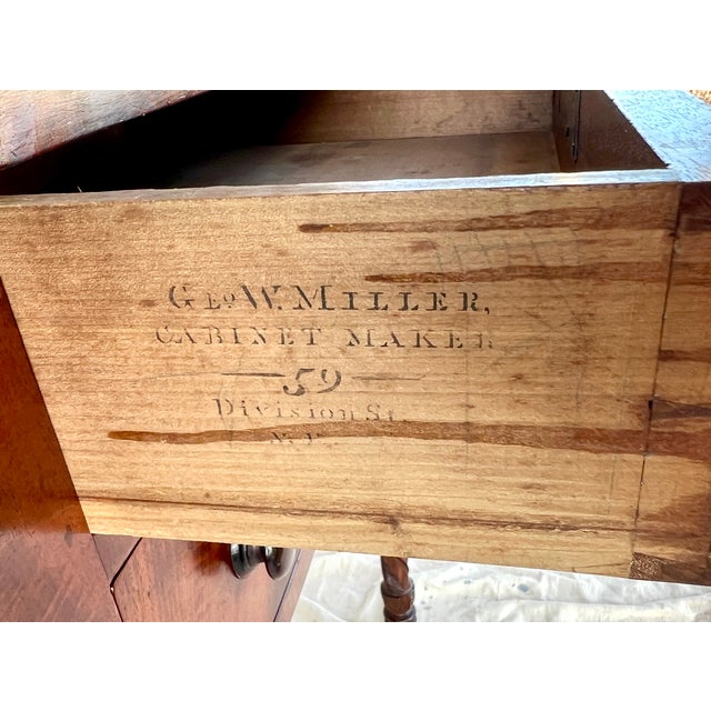 Traditional A Late Federal Mahogany Work Table Signed by New York Cabinetmaker George W. Miller, Circa 1825 For Sale - Image 3 of 10