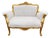 1980s French Louis XVI Gold Velvet Beech Settee For Sale
