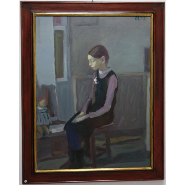 2000 - 2009 Igor Smekalov, Little Girl and Doll, Blue Figurative, Orenburg 1965, Oil Painting For Sale - Image 5 of 5