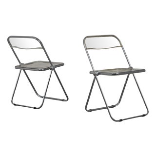 Plia Folding Chairs by Giancarlo Piretti for Castelli, Italy, 1970s, Set of 2 For Sale