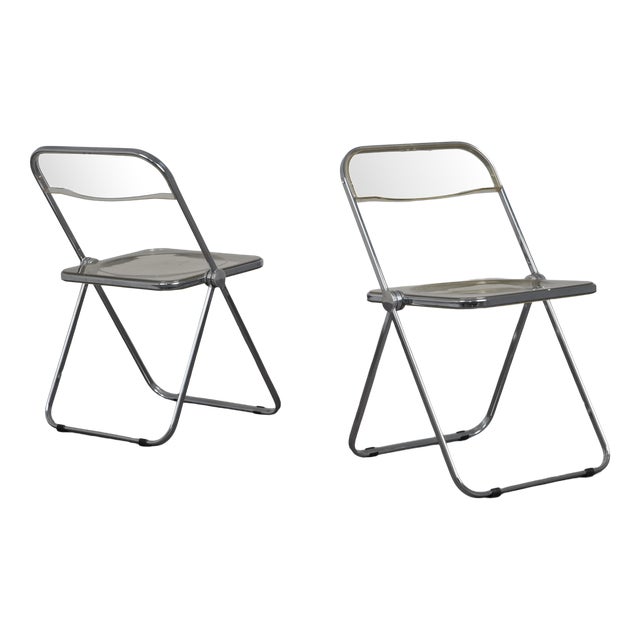 Plia Folding Chairs by Giancarlo Piretti for Castelli, Italy, 1970s, Set of 2 For Sale