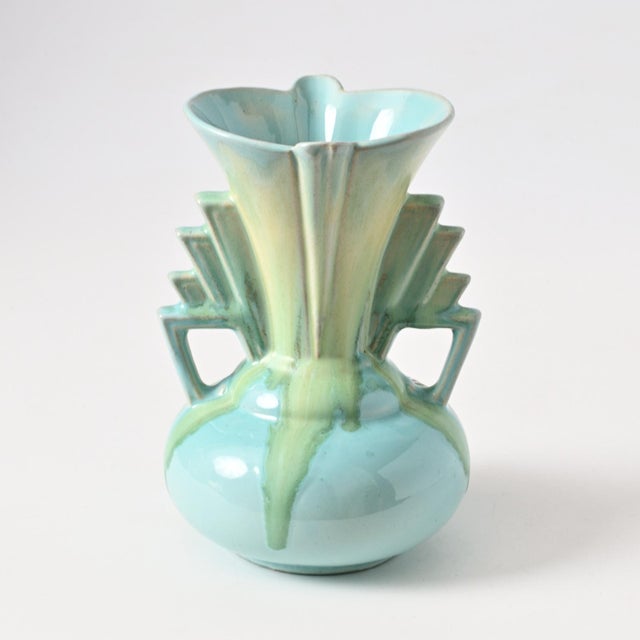 Turquoise Art Deco Drip Glaze Vase from Faiencerie Thulin, 1920s For Sale - Image 8 of 11