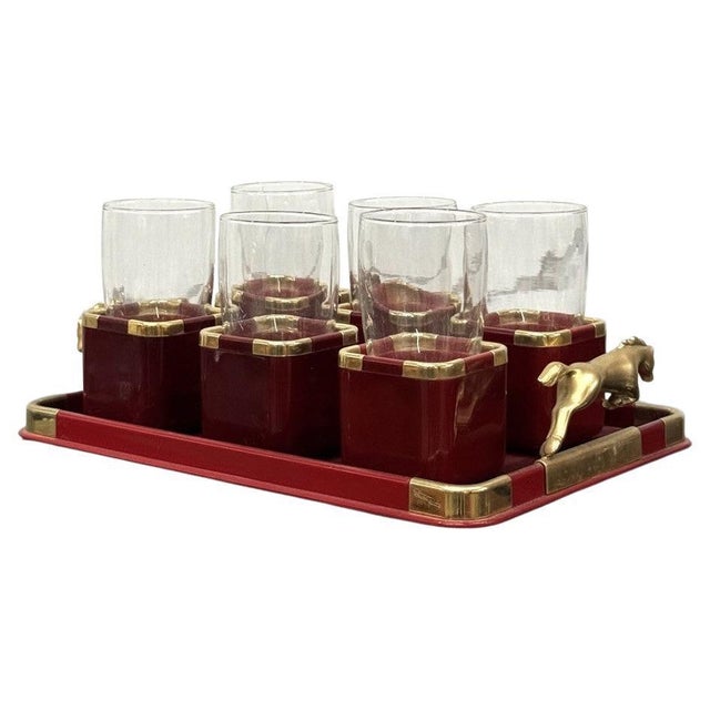 Hollywood Regency Glasses and Tray Set by Hans Turnwald, 1970s, Set of 7 For Sale - Image 11 of 11