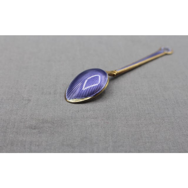 Mid-20th Century Norwegian Set of 6 Gilt, Sterling Silver, and Enamel Demitasse Spoons For Sale - Image 10 of 10
