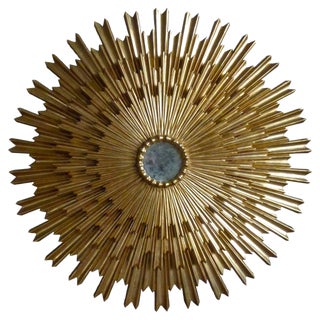 Large Gilded Triple Layered Sunburst Mirror, Spain, 1950s For Sale
