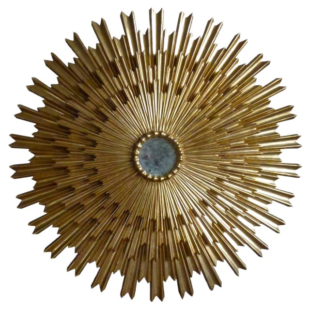 Large Gilded Triple Layered Sunburst Mirror, Spain, 1950s For Sale