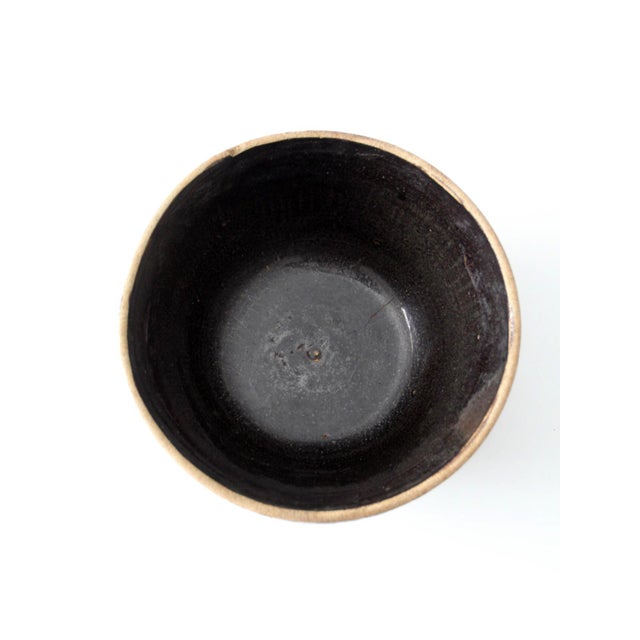 Ceramic Antique Dark Brown Glazed Stoneware Bowl For Sale - Image 7 of 13