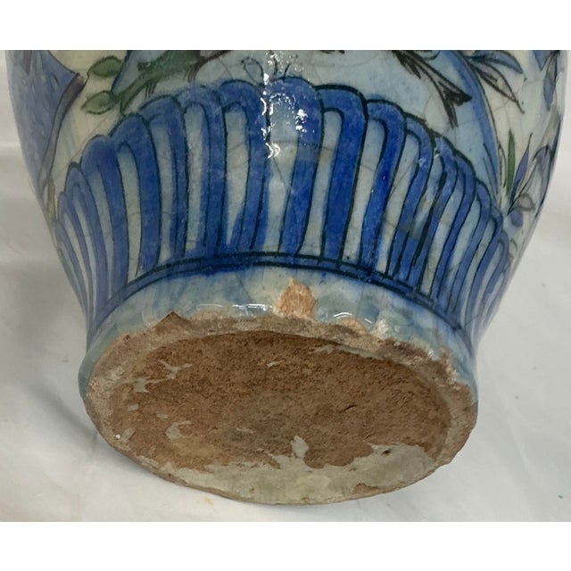 Large Antique Islamic Persian Qajar Glazed Ceramic Vase For Sale - Image 11 of 12